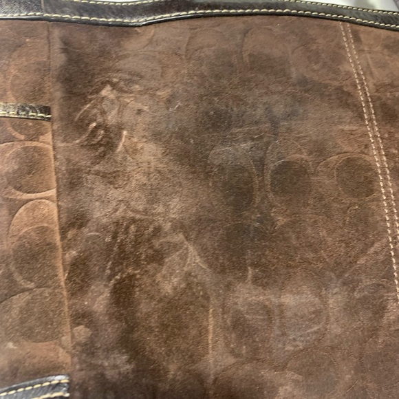 COACH Chocolate Signature Shoulder Bag Suede Logo Y2K F14000 - Picture 6 of 13